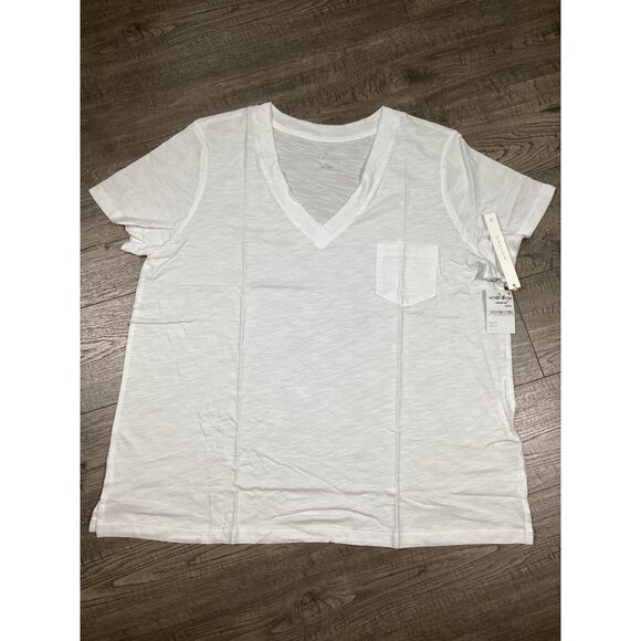 Caslon Womens White V-Neck Pocket T-Shirt XXL Outdoor Casual Wear Relax Fit NWT - Picture 1 of 9